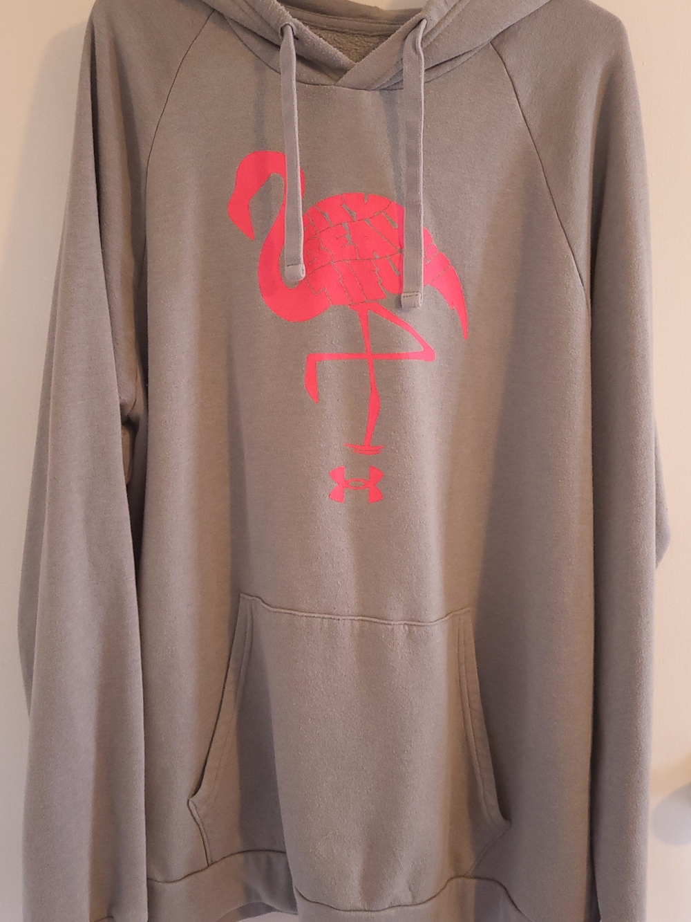Under Armour City Beautiful Flamingo Hoodie Sweatshirt Pockets Loose Gray XXL